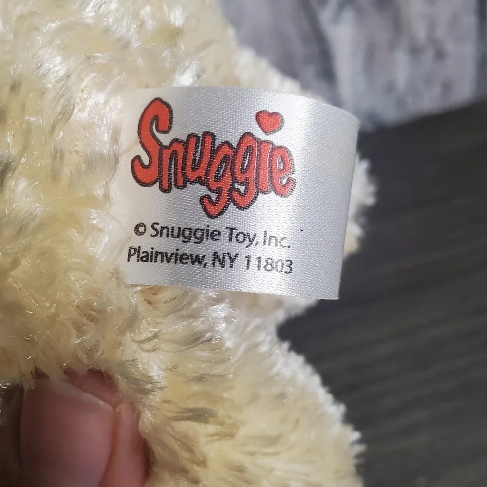 Snuggie Toy Light Brown Tan Puppy Dog Plush Stuffed Animal Red Sheer Bow